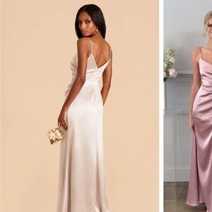 Birdy Grey Catherine Gown Golden Champagne High Slit Side Ruched Cami Maxi Dress